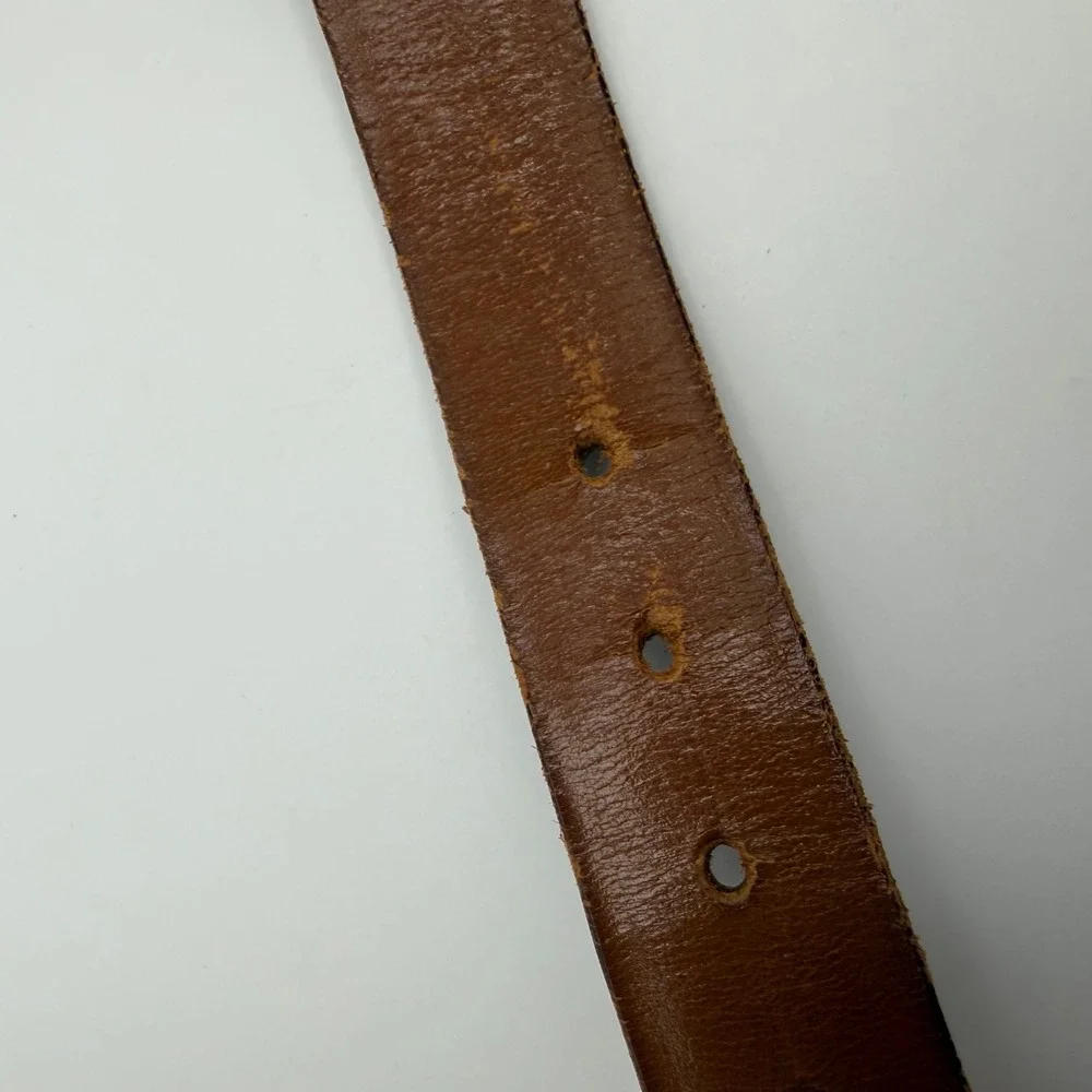 Expanso Vintage Genuine Alligator Leather Belt Brown Gold Buckle Size 38 READ - Picture 6 of 7